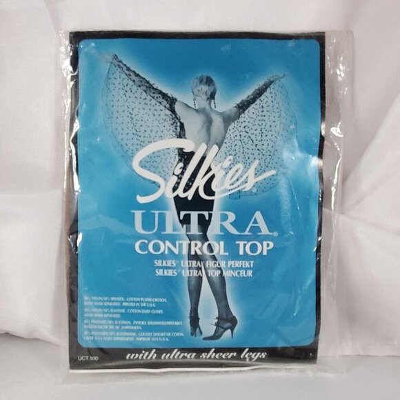 2 Silkies Ultra Control Top Pantyhose XL Sheer Legs UCT-100 Beige Nylon/Spandex - Picture 2 of 7